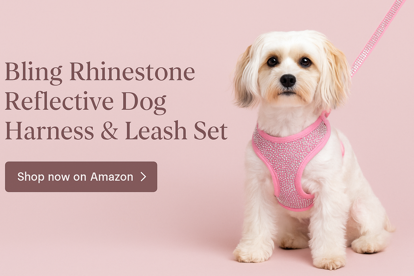 Bling Rhinestone Reflective Dog Harness & Leash Set